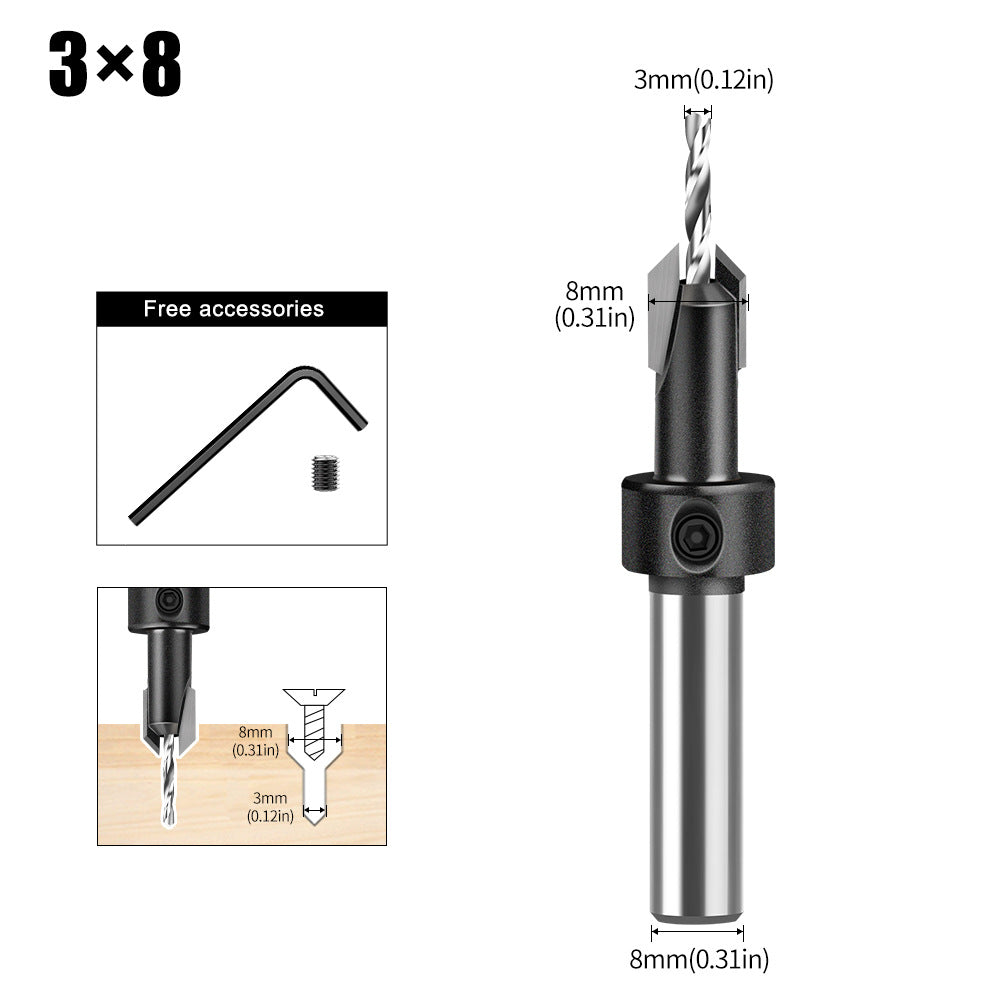 Woodworking countersink drill cone hole opener hole drill alloy head screw ladder drill wood self-tapping screw installation ladder