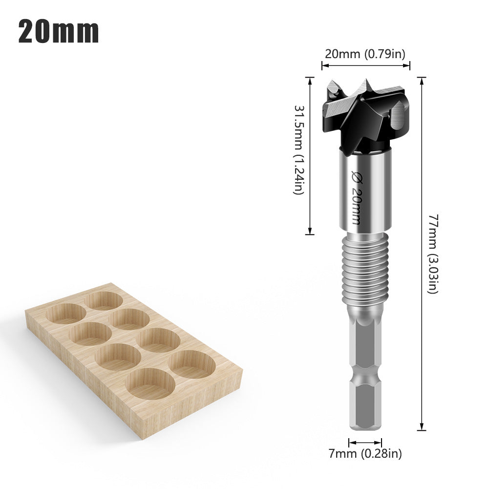 Multifunctional extended woodworking hole opener, external thread flat wing drill, extended limit wooden board hand drill, reaming drill bit