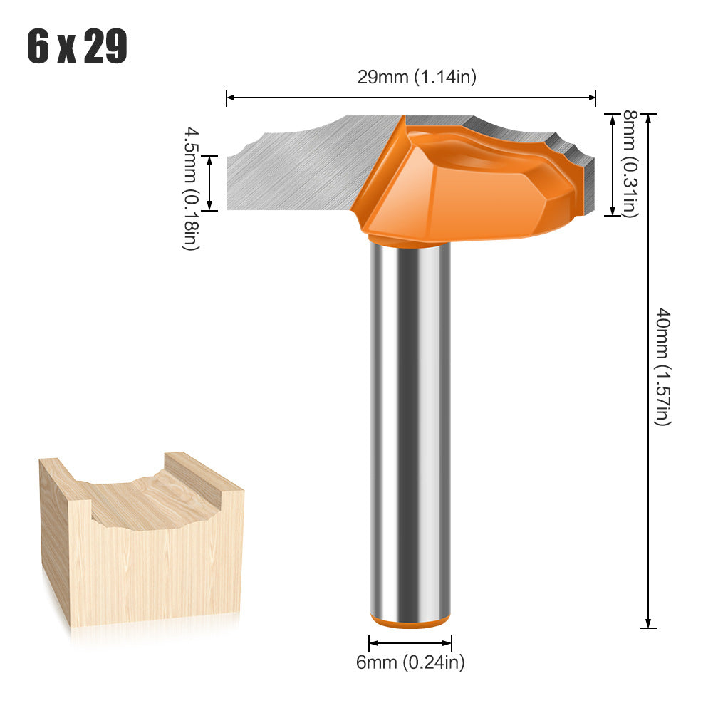 6 handle 1/4 handle Xiaodie double R wire knife cabinet door panel knife double small R flower wire knife trimmer milling cutter cabinet door knife