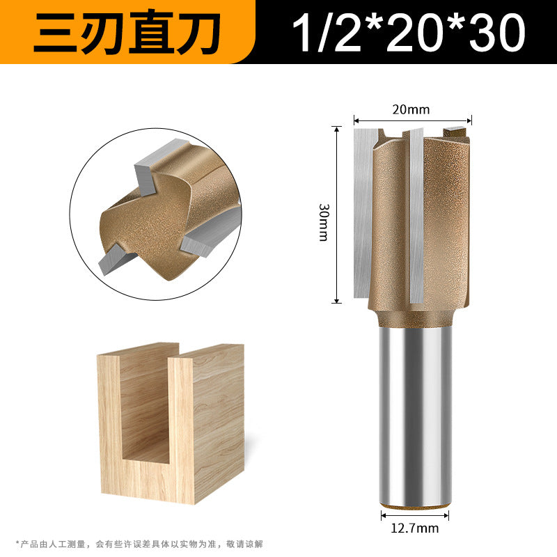 1/4 handle 1/2 handle professional grade three-blade straight knife woodworking special milling cutter head slotting knife woodworking knife trimming grooving knife