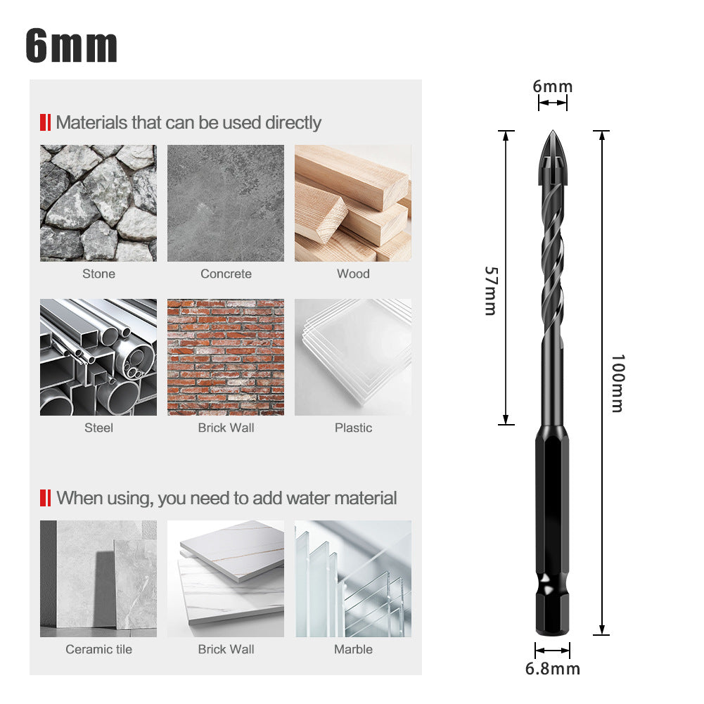 Special drill for tile drilling, tile puncher, glass cement concrete alloy, high hardness triangular overlord drill