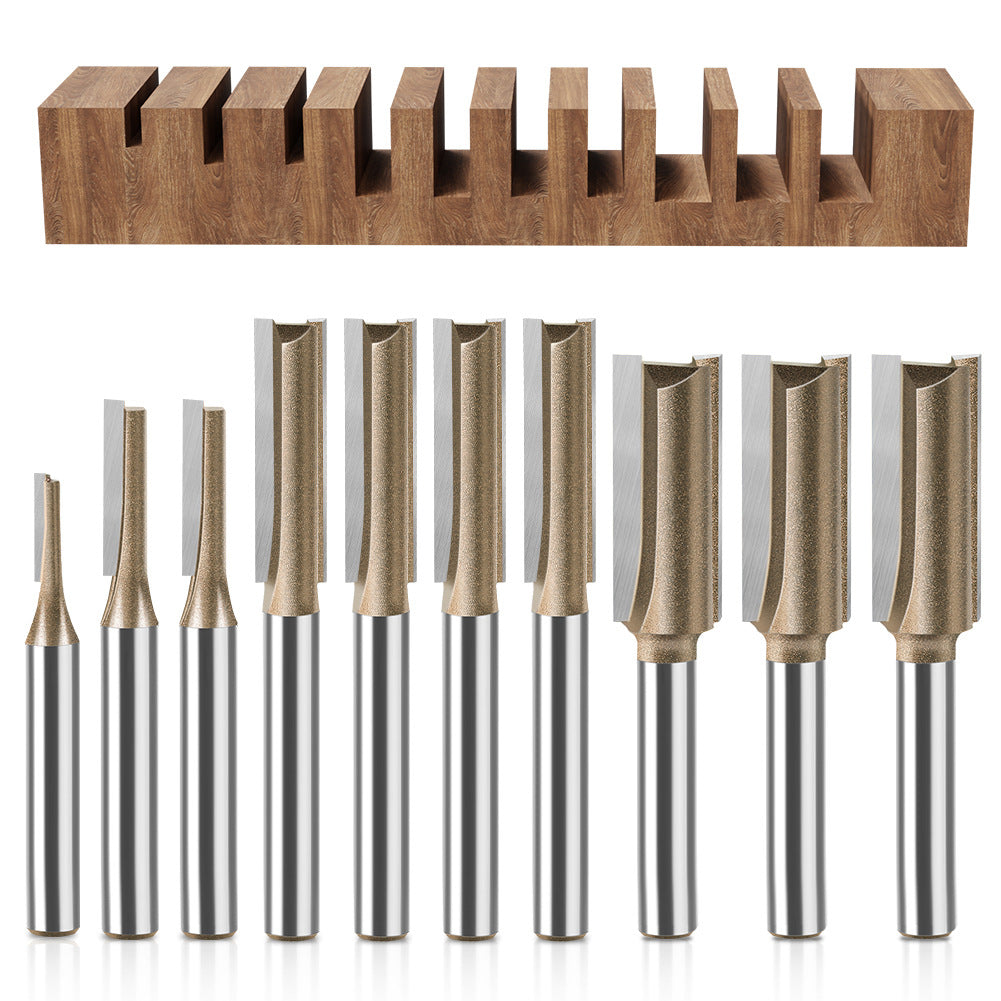 20-Piece set of 1/4 handle professional grade alloy double-edged straight knife slotting knife woodworking milling cutter grooving knife trimming machine engraving