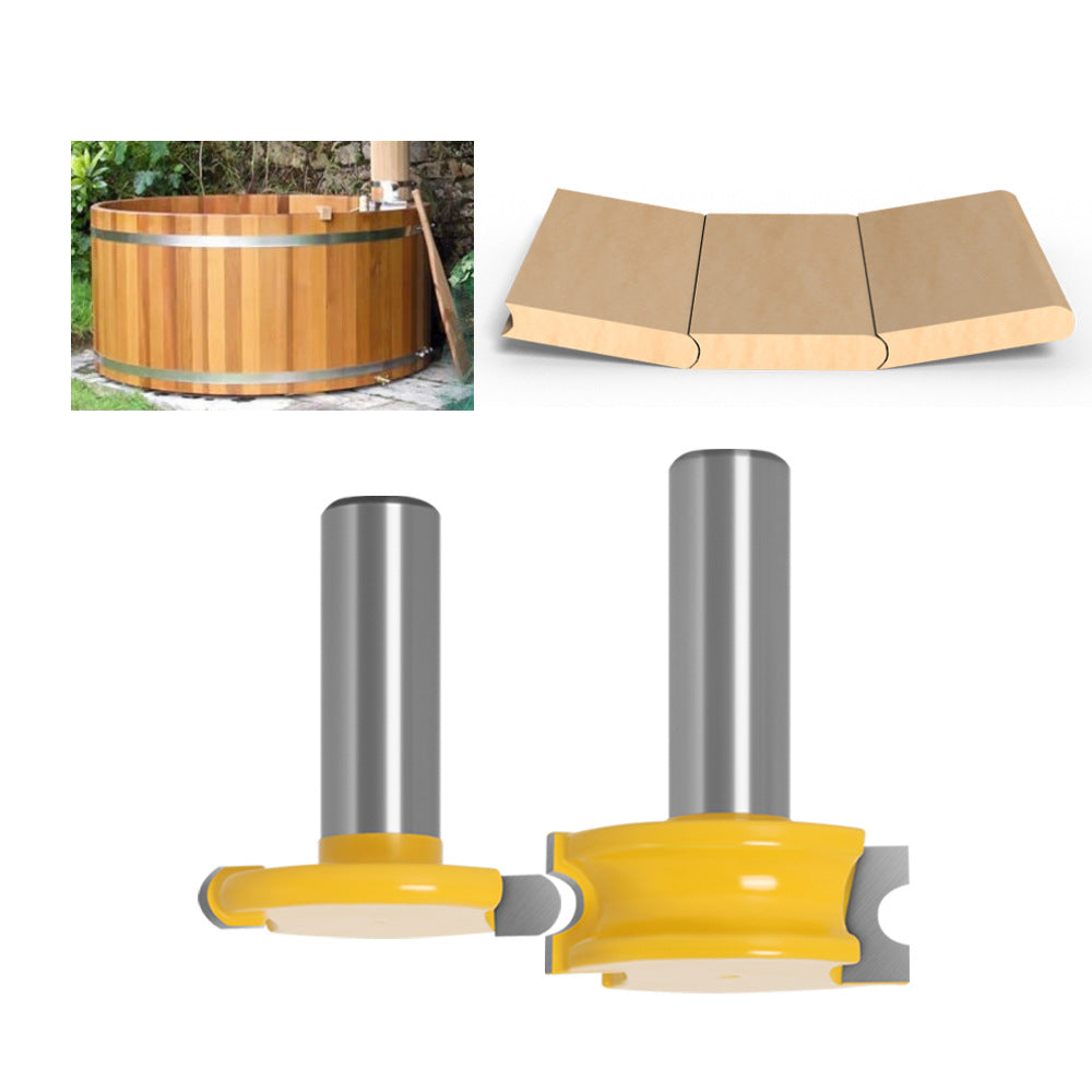 2-Piece set of 12 shank 1/2 shank arc T-shaped tenon cutter floor cutter puzzle cutter woodworking milling cutter trimming machine milling cutter