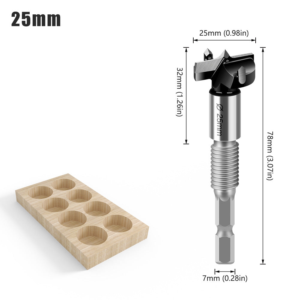 Multifunctional, woodworking hole opener, external thread flat wing drill, extended limit wooden board hand drill, reaming drill bit
