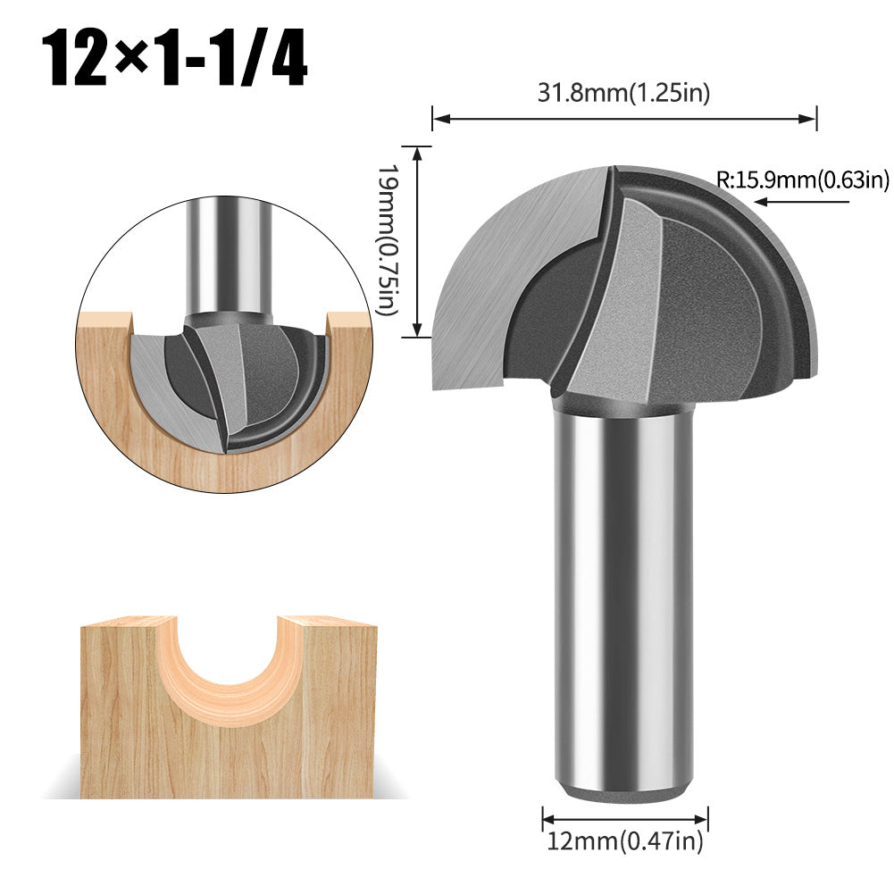 6 handle 12 handle slotting knife bottom digging knife woodworking round bottom knife, engraving machine, trimming machine knife head round bottom trimming milling cutter