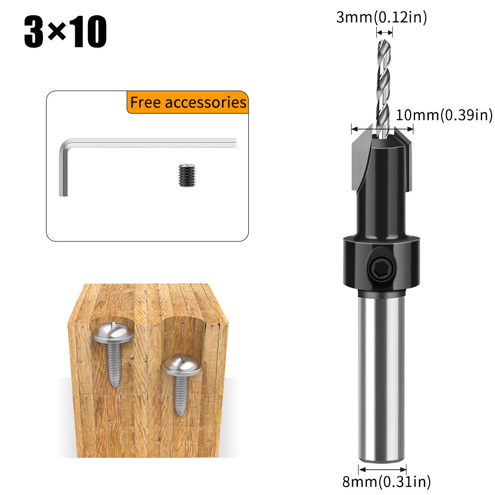 Woodworking countersink drill cone hole opener hole drill alloy head screw ladder drill wood self-tapping screw installation ladder