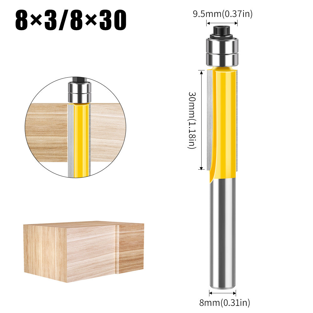 8 handle head double bearing trimming knife tungsten steel imitation woodworking milling cutter slotting flat edge knife alloy blade head set