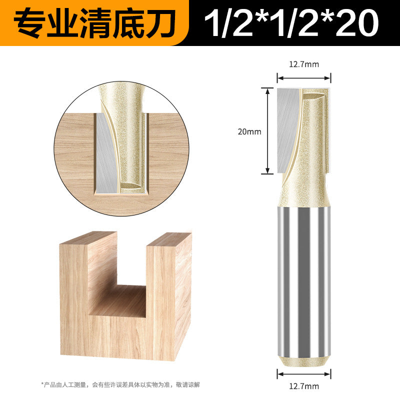 Professional grade bottom cleaning knife 1/4 handle 1/2 handle slotting knife flat bottom knife trimming machine engraving machine milling cutter complete specifications