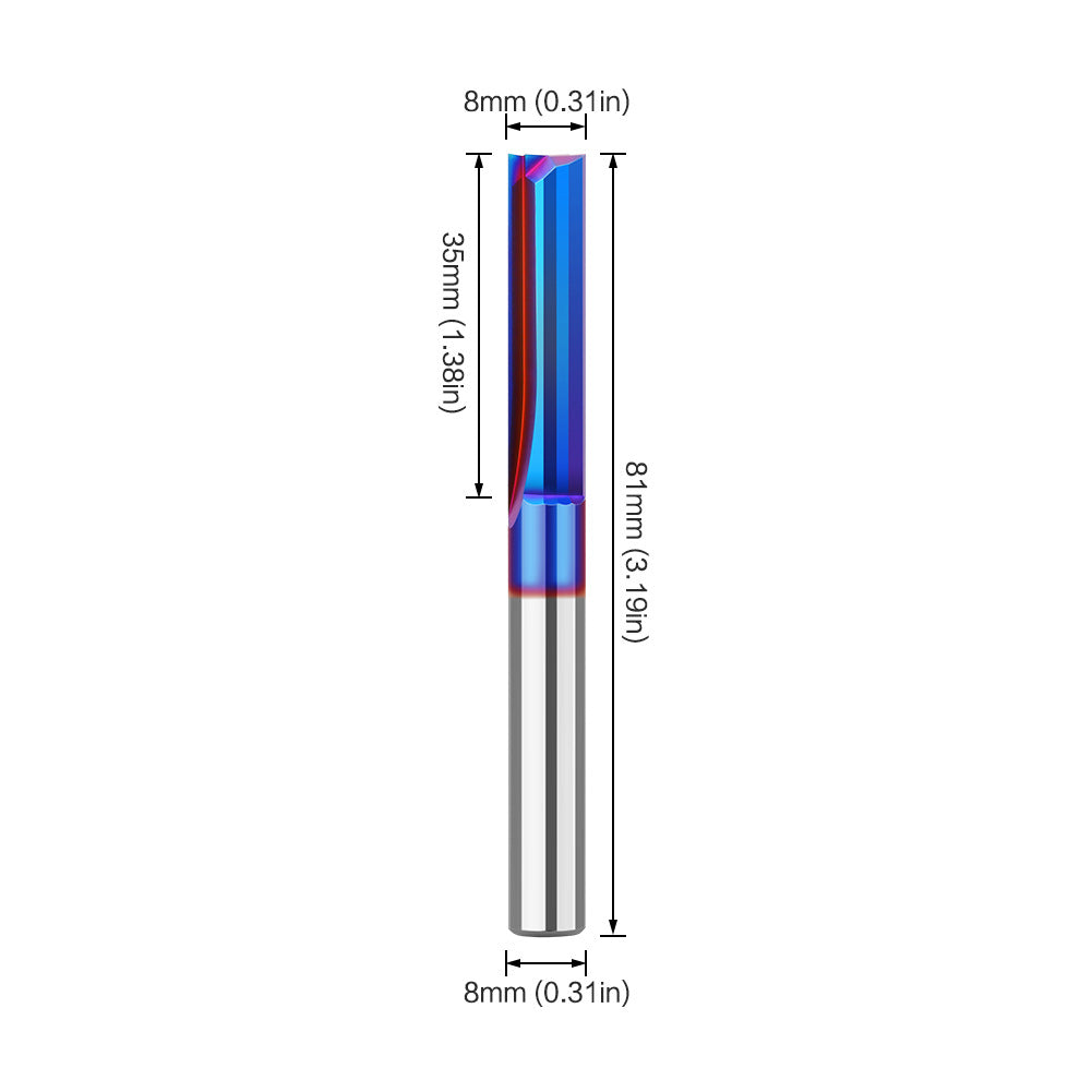 2-Blade Straight Knife Straight Groove Top Spin Blue Nano Woodworking Slotting Straight Knife Integral Alloy Woodworking Milling Cutter