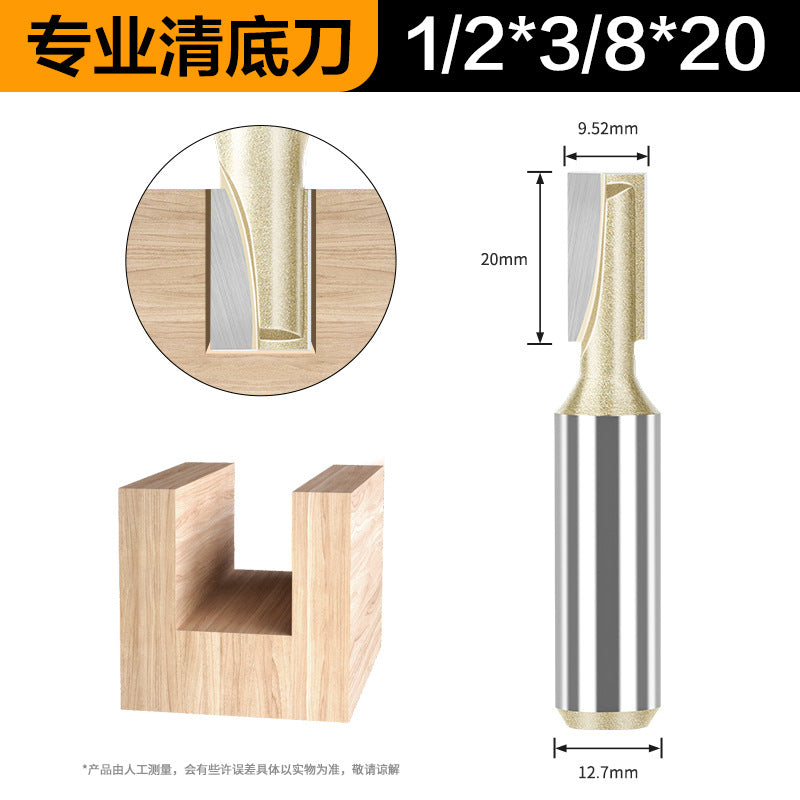 Professional grade bottom cleaning knife 1/4 handle 1/2 handle slotting knife flat bottom knife trimming machine engraving machine milling cutter complete specifications