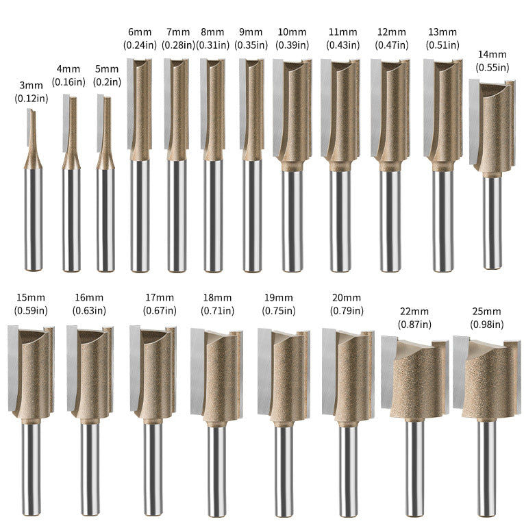 20-Piece set of 1/4 handle professional grade alloy double-edged straight knife slotting knife woodworking milling cutter grooving knife trimming machine engraving