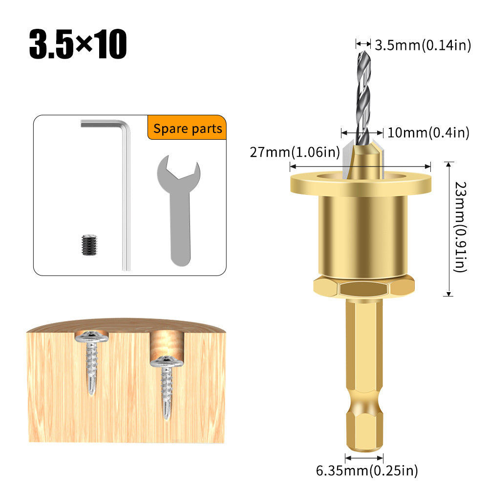 Adjustable hexagonal shank countersunk hole drilling tapered hole drilling screw step drill self-tapping screw alloy head wood installation