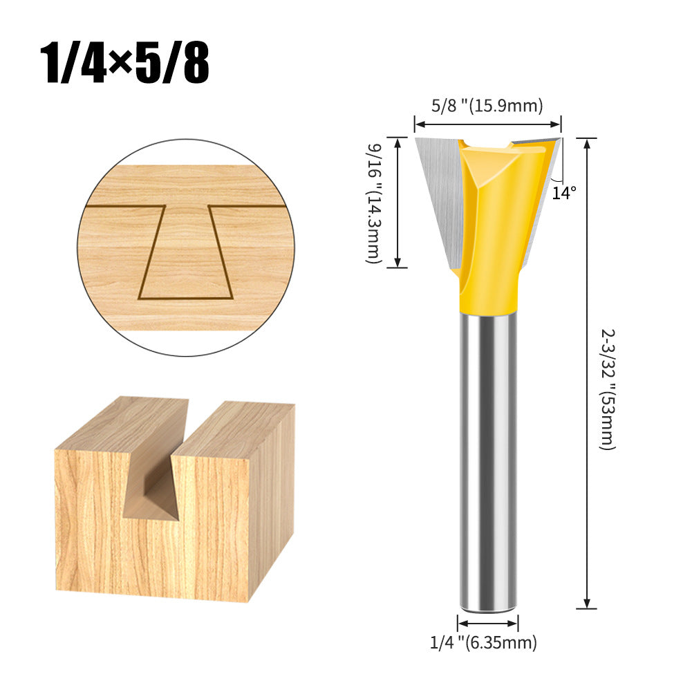 6-Piece set 1/4 handle 6 handle dovetail knife, Zikou Xun knife, woodworking milling cutter, carving knife, small dovetail knife