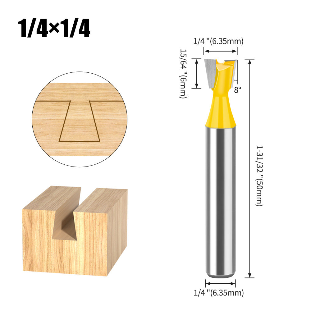 6-Piece set 1/4 handle 6 handle dovetail knife, Zikou Xun knife, woodworking milling cutter, carving knife, small dovetail knife