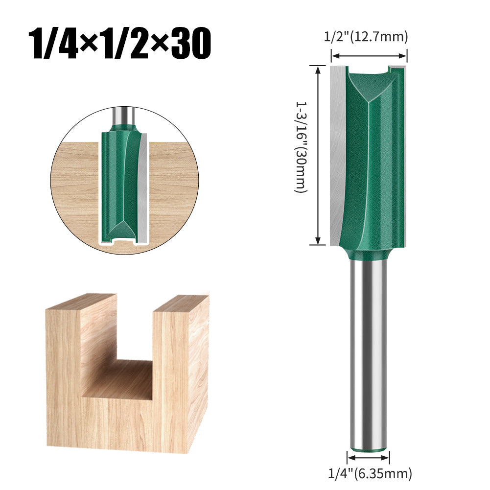 Professional grade straight knife slotting straight knife 6 handle 1/4 handle woodworking milling cutter tungsten steel alloy cutter head double edge straight knife