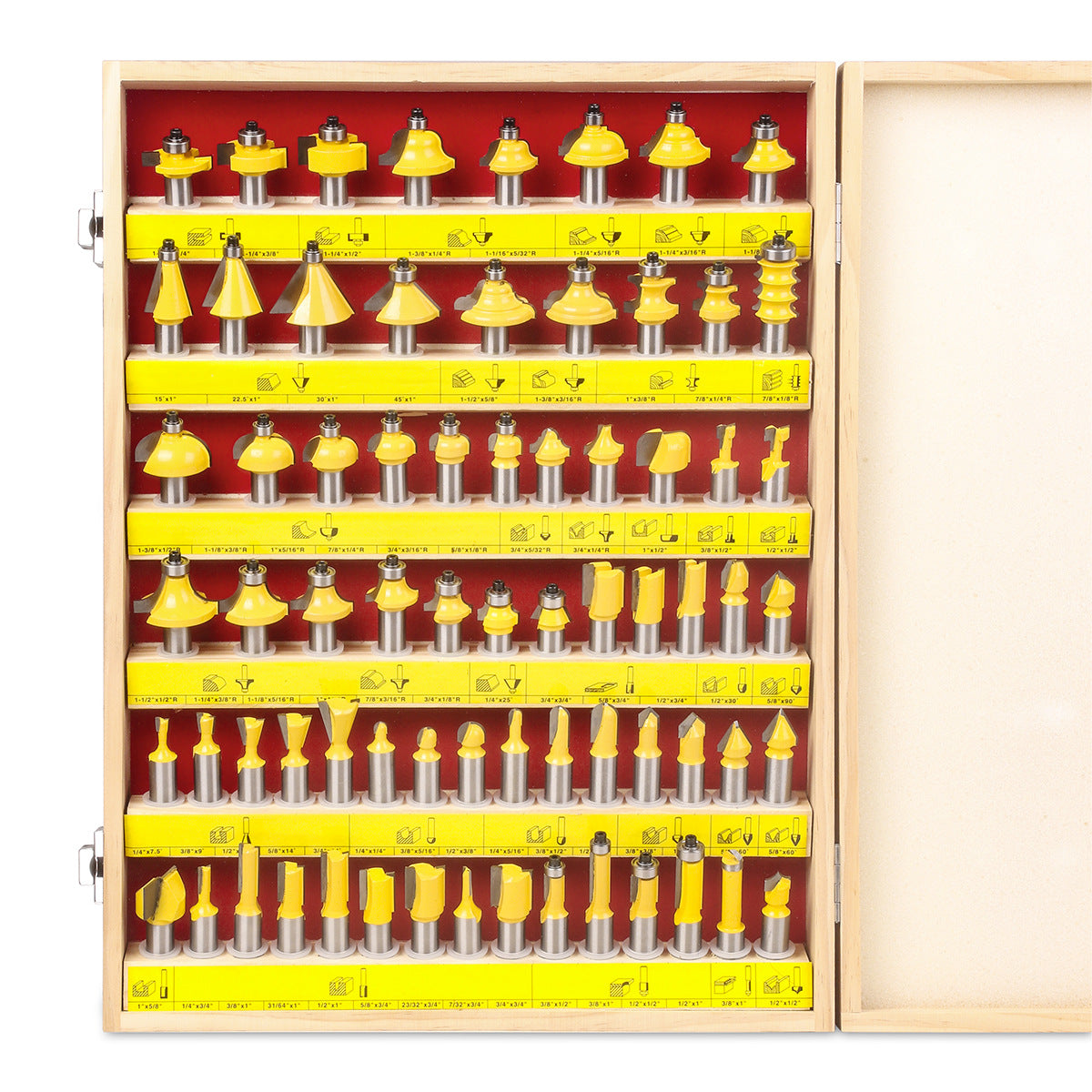 70-Piece set of 1/2 handle set woodworking milling cutter, trimming knife, woodworking engraving machine/bakelite milling/trimming