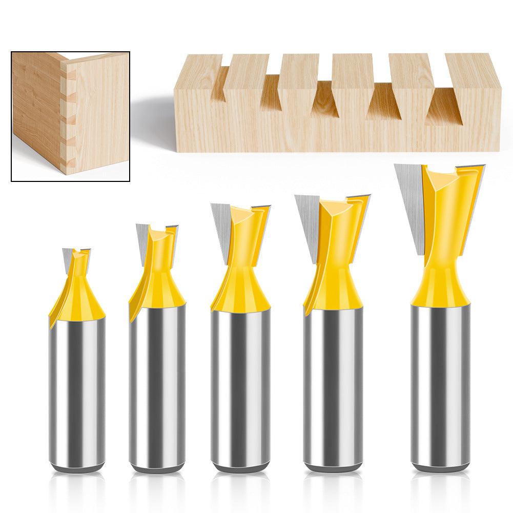 5-piece set of 1/2 handle 12 handle, dovetail knife, zikou Xun knife, woodworking milling cutter, carving knife, dovetail knife slotting knife