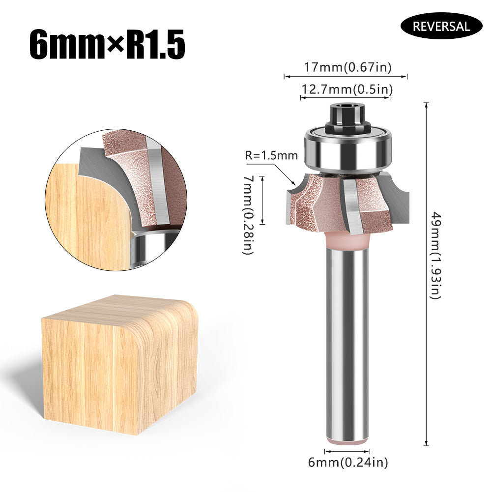 6Mm shank four-blade positive and reverse edge banding knife rounded corner knife arc trimming knife woodworking chamfering knife