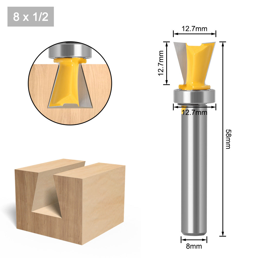 8 handle imitation dovetail woodworking milling cutter bearing dovetail cutter slotting cutter beehive cutter tenon cutter woodworking puzzle cutter