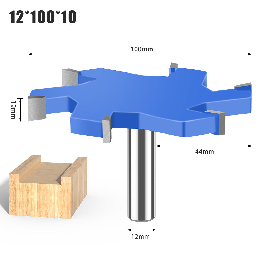 6-Tooth four-tooth T-shaped knife 1/2 handle 12mm handle woodworking tool lengthened T-shaped cutter slotted milling cutter T-shaped tenon cutter