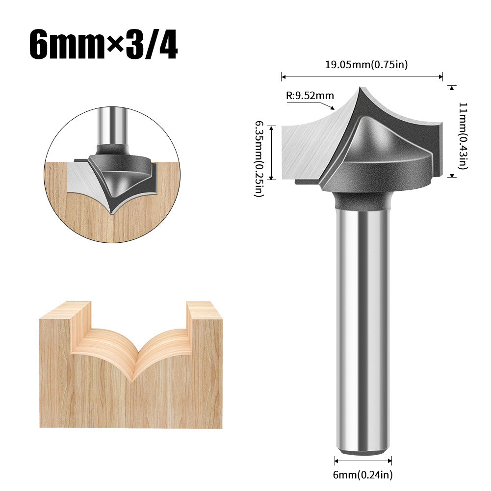6 handle 12 handle woodworking pointed nozzle carving knife trimming machine line knife, inverted arc knife, rounded corner cutter milling cutter