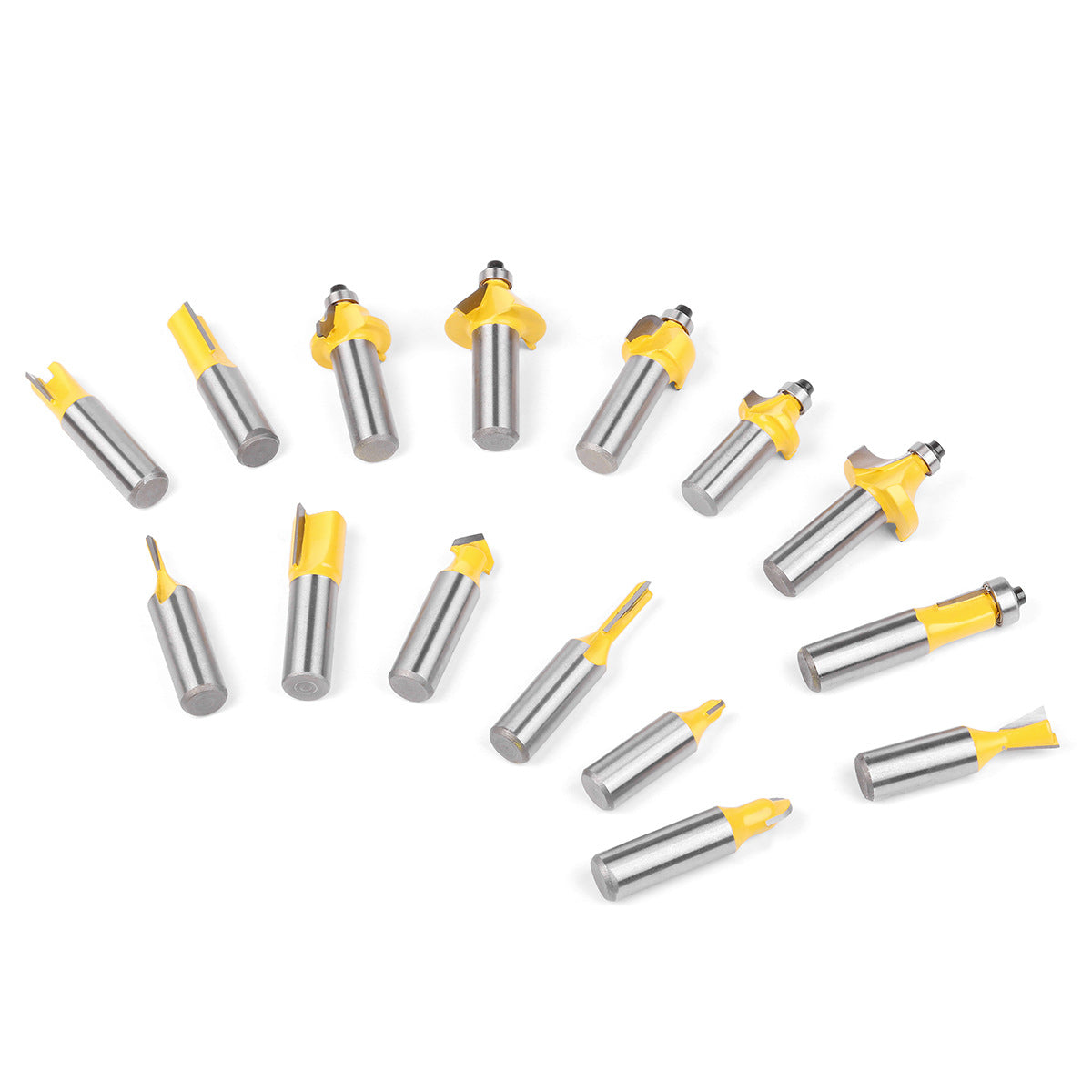 15-Piece set of 1/2 handle woodworking milling cutter set, engraving machine/bakelite milling/trimming machine, alloy cutter head set