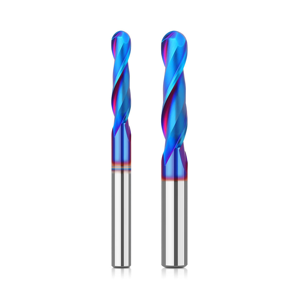 2-Blade Ball Head Straight Knife Upturn Blue Nano Woodworking Slotted Straight Knife Integral Alloy Woodworking Milling Cutter