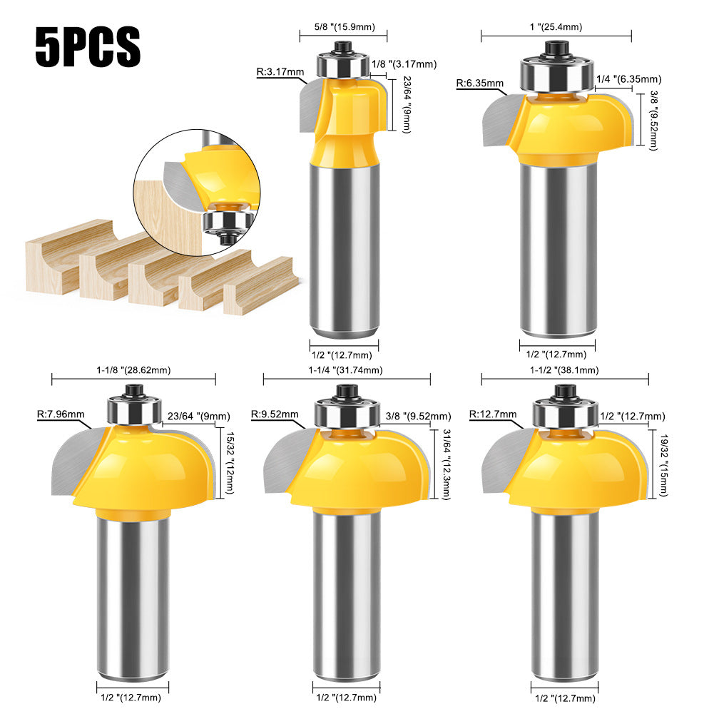 1/2 handle woodworking chamfer knife with bearing trimming knife CNC engraving knife pattern knife woodworking milling cutter