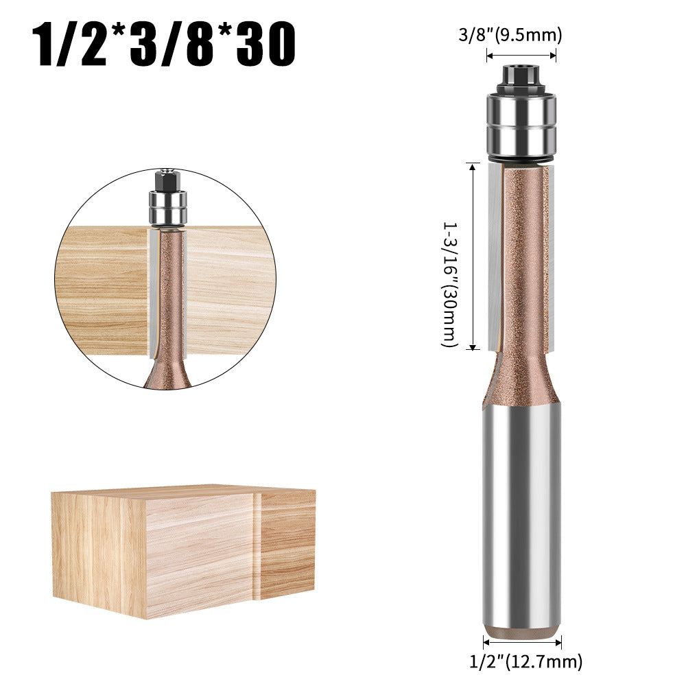 Professional grade 1/2 shank head double bearing trimming knife tungsten steel imitation woodworking milling cutter trimming alloy blade bearing
