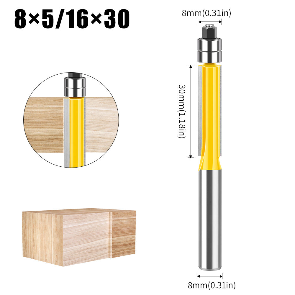 8 handle head double bearing trimming knife tungsten steel imitation woodworking milling cutter slotting flat edge knife alloy blade head set