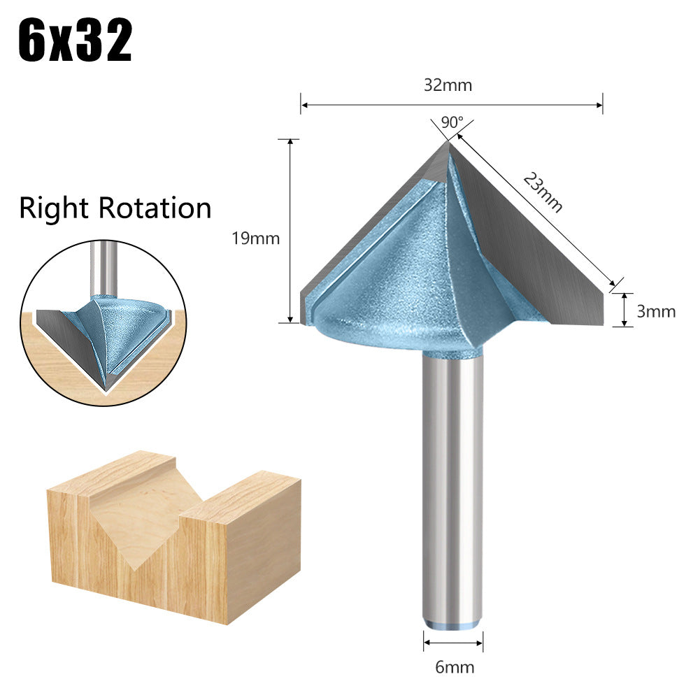 90 ° V knife forward rotation and reverse corner knife 3D computer engraving knife 45 degree trimming knife woodworking milling cutter acrylic