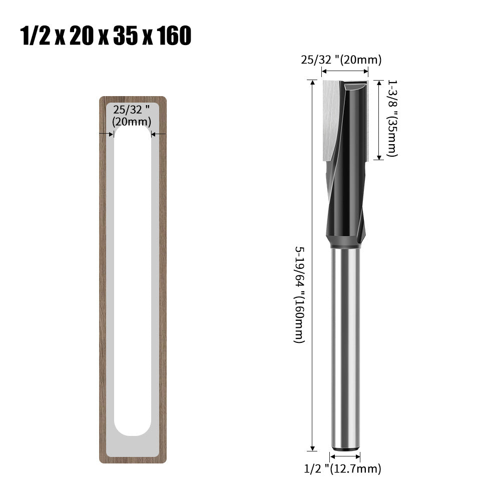 Door keyhole lengthened slotting milling cutter Bottom cutter Spiral mortise cutter Door panel Daluo electromechanical woodworking milling cutter