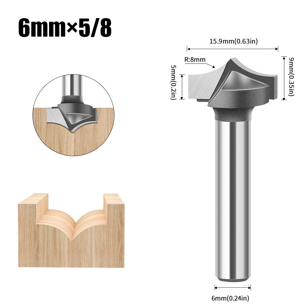 6 handle 12 handle woodworking pointed nozzle carving knife trimming machine line knife, inverted arc knife, rounded corner cutter milling cutter