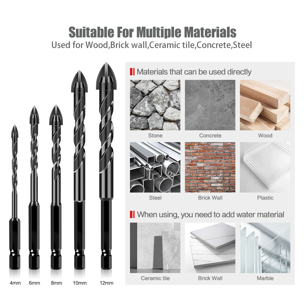 Special drill for tile drilling, tile puncher, glass cement concrete alloy, high hardness triangular overlord drill
