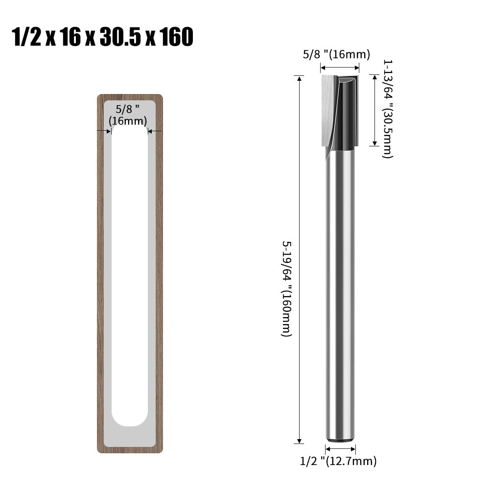Door keyhole lengthened slotting milling cutter Bottom cutter Spiral mortise cutter Door panel Daluo electromechanical woodworking milling cutter