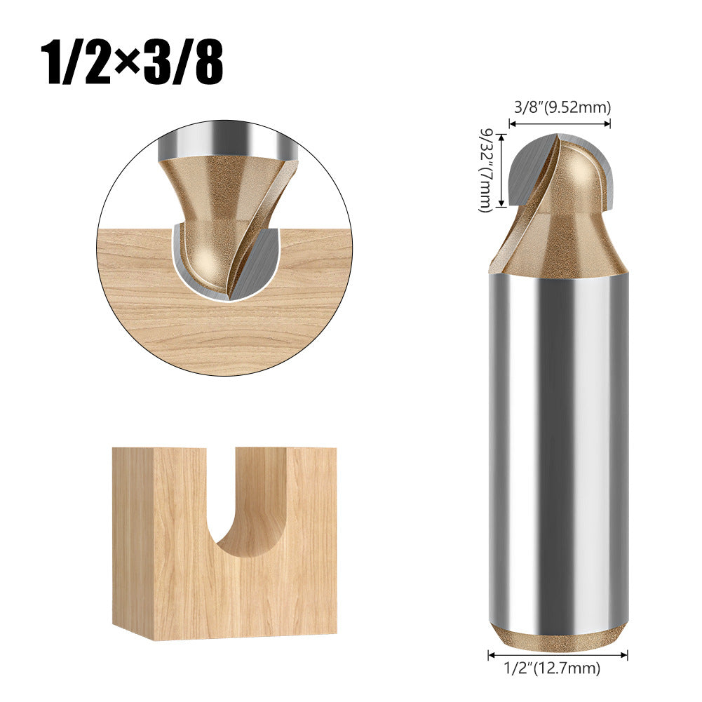 Professional grade round bottom cutter woodworking milling cutter slotting cutter 1/2 handle arc trimming machine engraving machine electric milling gong cutter head