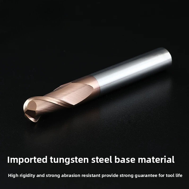 2 Flute 55° HRC Carbide Ball Nose End Mill, TiAlN Coated, for Steel Machining