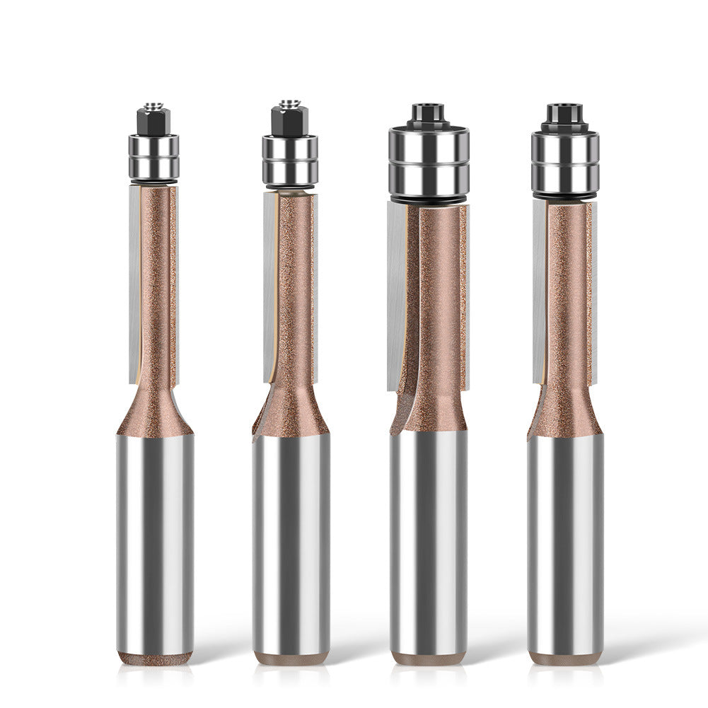 Professional grade 1/2 shank head double bearing trimming knife tungsten steel imitation woodworking milling cutter trimming alloy blade bearing
