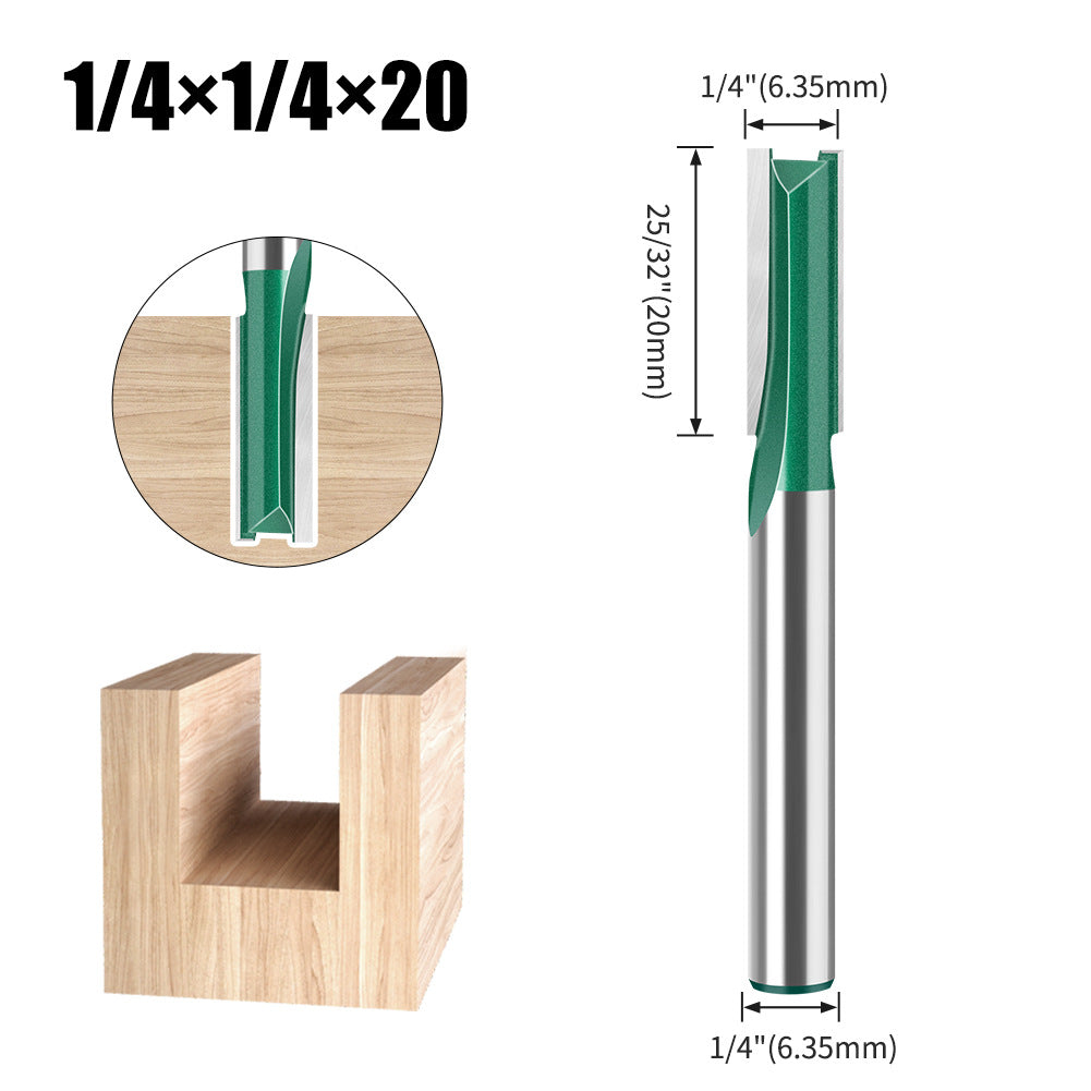 Professional grade straight knife slotting straight knife 6 handle 1/4 handle woodworking milling cutter tungsten steel alloy cutter head double edge straight knife