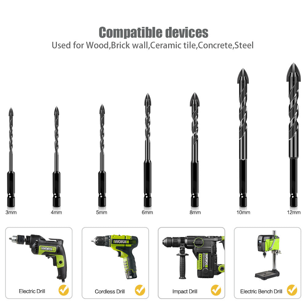 Special drill for tile drilling, tile puncher, glass cement concrete alloy, high hardness triangular overlord drill