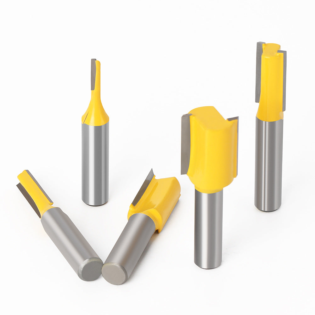 5-Piece set of 8 handle slotted straight knife woodworking double blade straight knife engraving woodworking milling cutter trimming machine cutter head 8 handle cutter head