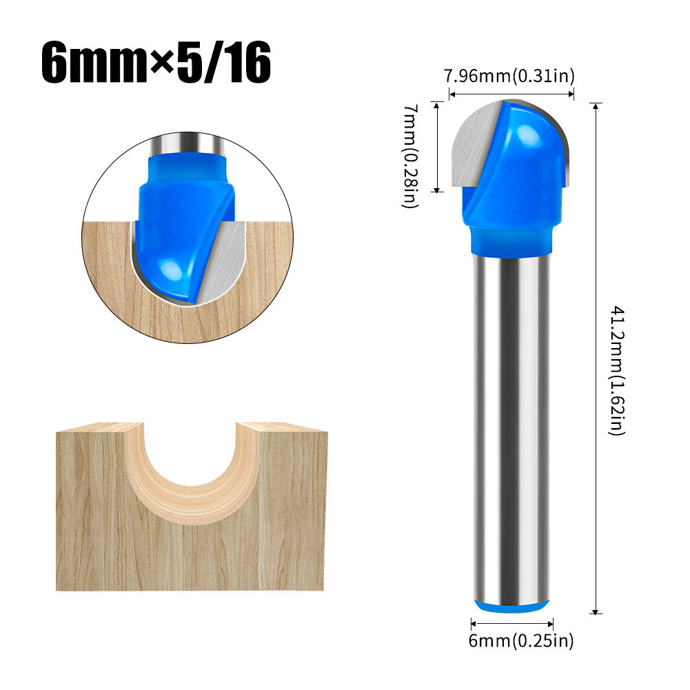 6 handle 12 handle slotting knife bottom digging knife woodworking round bottom knife, engraving machine, trimming machine knife head round bottom trimming milling cutter