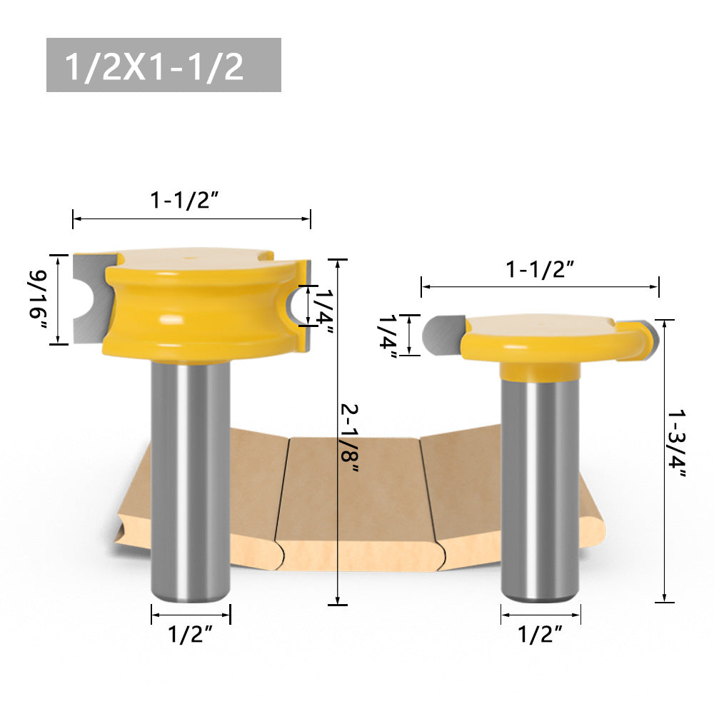 2-Piece set of arc T-shaped tenon cutters, floor cutters, plywood cutters, woodworking milling cutters, trimming machines, engraving machine, milling cutters