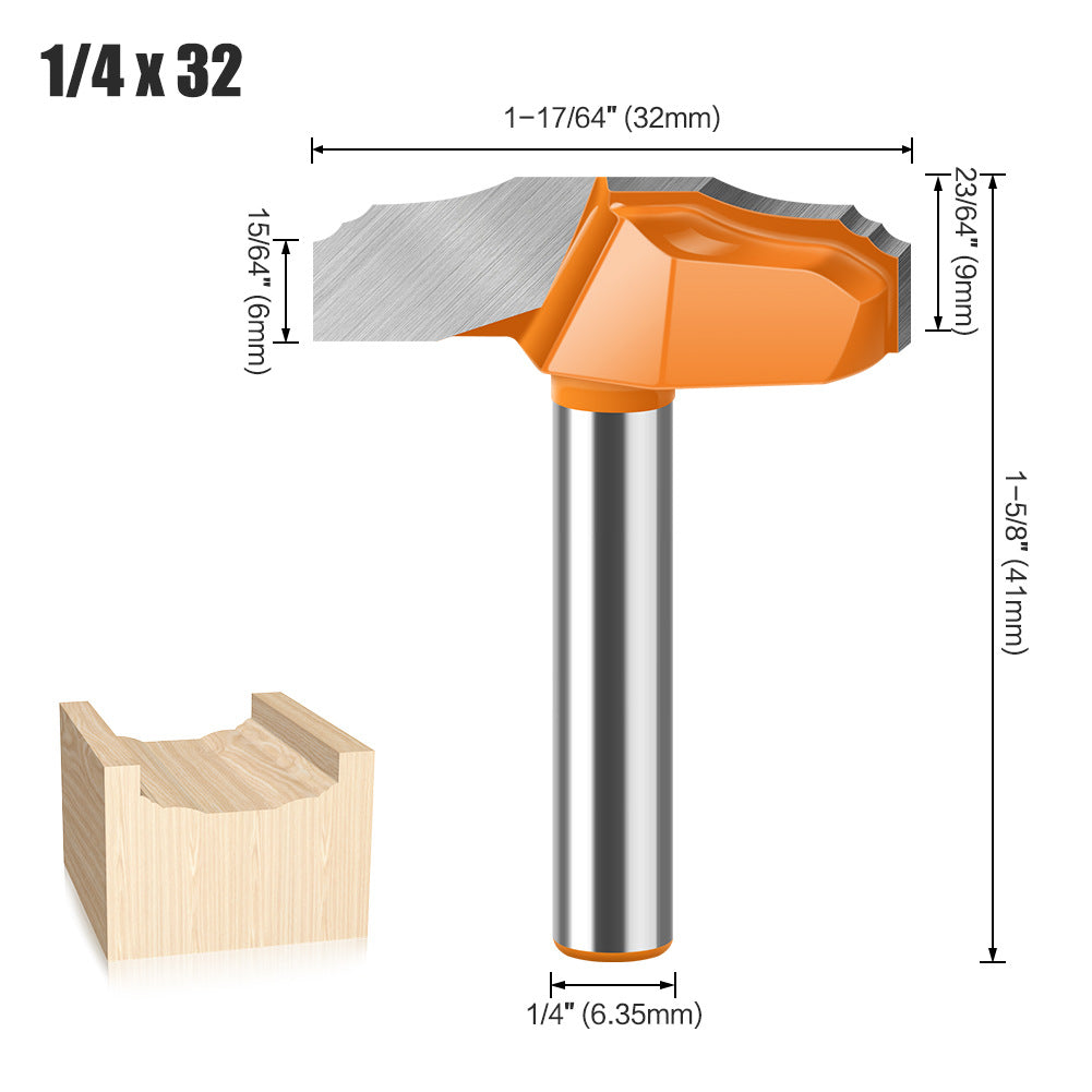 6 handle 1/4 handle Xiaodie double R wire knife cabinet door panel knife double small R flower wire knife trimmer milling cutter cabinet door knife