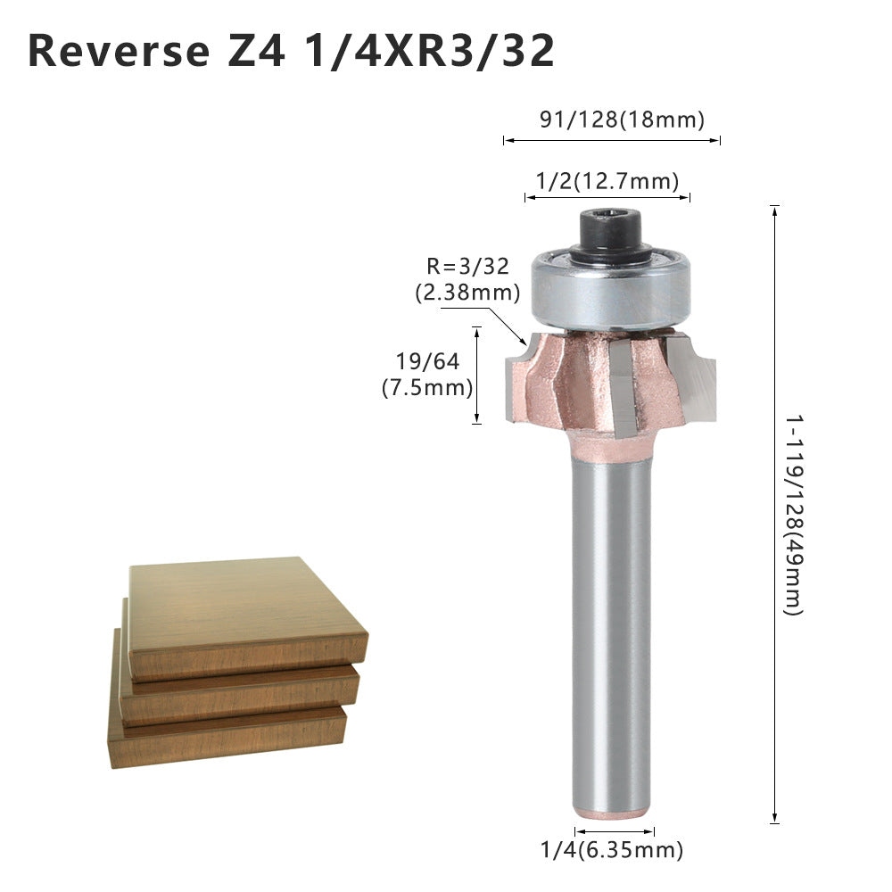 Four-blade rounded corner knife, edge banding knife, forward rotation and reverse rotation, double R line knife, woodworking decoration cabinet door edge banding strip, wall board