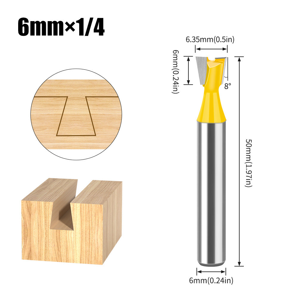 6-Piece set 1/4 handle 6 handle dovetail knife, Zikou Xun knife, woodworking milling cutter, carving knife, small dovetail knife