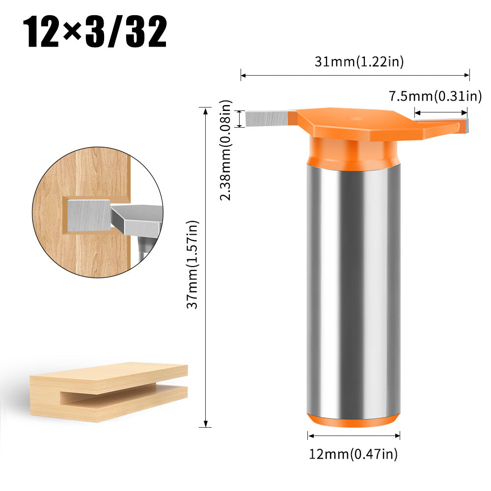 6 handle 12 handle T-shaped knife Slotted knife Alloy slotting cutter head Woodworking milling cutter Tungsten steel cutter head Woodworking slotting knife