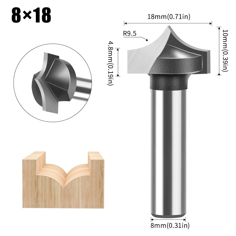 8Mm handle pointed nozzle engraving knife woodworking milling cutter slotting line pointed cutter head arc v-edge knife trimming machine tool