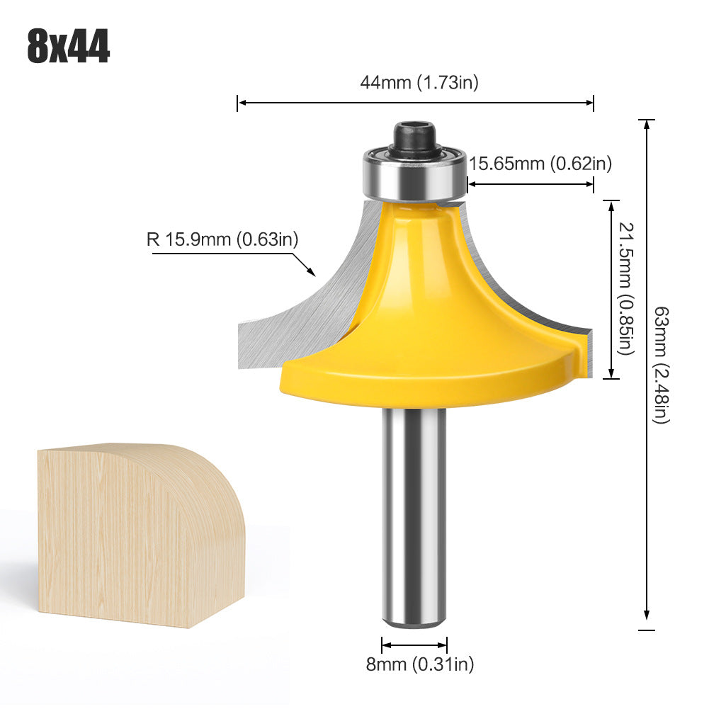 8 handle large diameter 53,63mm fillet cutter woodworking milling cutter chamfering cutter arc cutter trimming head