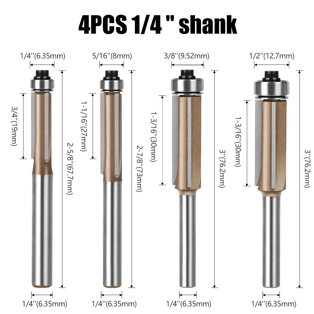 Professional grade three-blade bearing trimming knife 6.35 handle, professional grade woodworking milling cutter inch alloy trimming knife